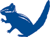A graphic of a blue chipmunk, which serves as the Wayfinding Icon for the Child Development and Rehabilitation Center in OHSU Doernbecher Children's Hospital.