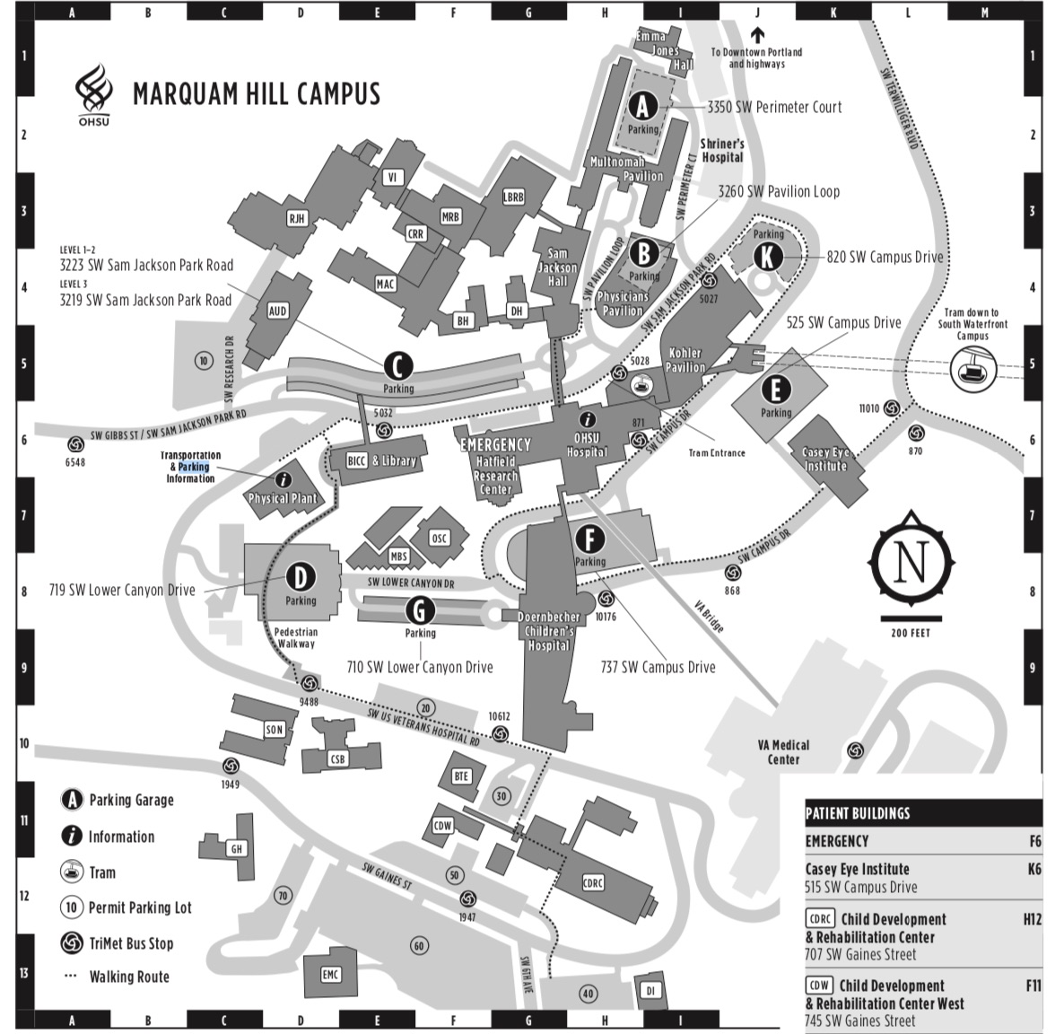 picture of part of OHSU campus map